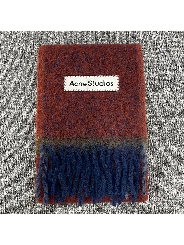 Mohair Wool Fringe Muffler Aubergine Blue - ACNE STUDIOS - BALAAN 3