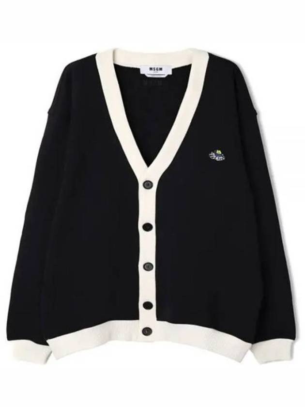 Embroidery Logo Patch Cotton Cardigan Black - MSGM - BALAAN 2