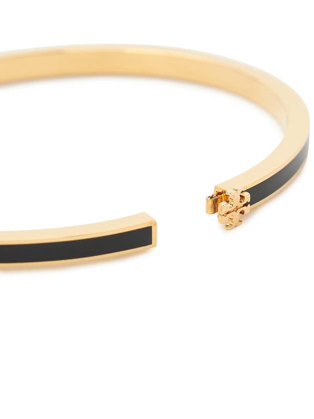 Thin Kira Logo Bracelet Black Gold - TORY BURCH - BALAAN 5