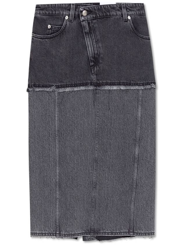 Alexander McQueen Denim Skirt With Cut-Out, Women's, Grey - ALEXANDER MCQUEEN - BALAAN 1