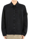 Organic Cotton Shirt Zip Up Jacket Black - STONE ISLAND - BALAAN 3