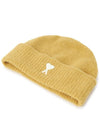 Paris Logo Patch Knit Beanie Yellow - AMI - BALAAN 4