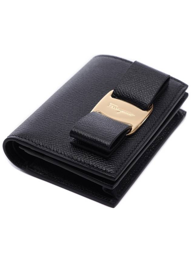 Vara Bow Gloss Flap Half Wallet Black - SALVATORE FERRAGAMO - BALAAN 6