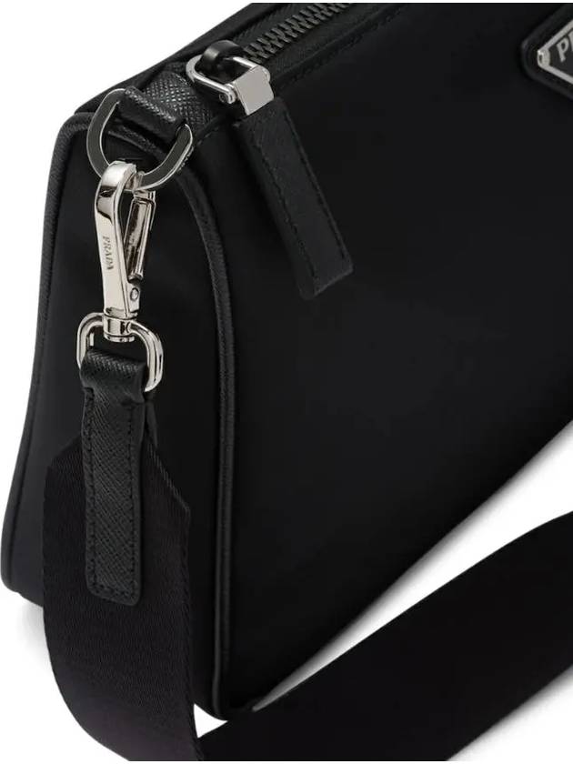 Triangle Logo Re-Nylon Saffiano Leather Shoulder Bag Black - PRADA - BALAAN 6