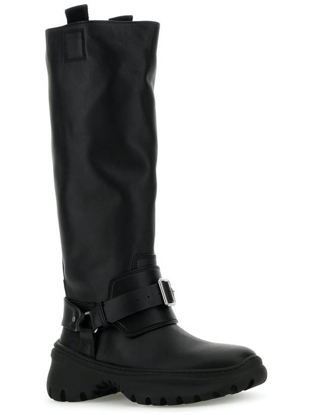 Stomp Leather Long Boots Black - BURBERRY - BALAAN 3