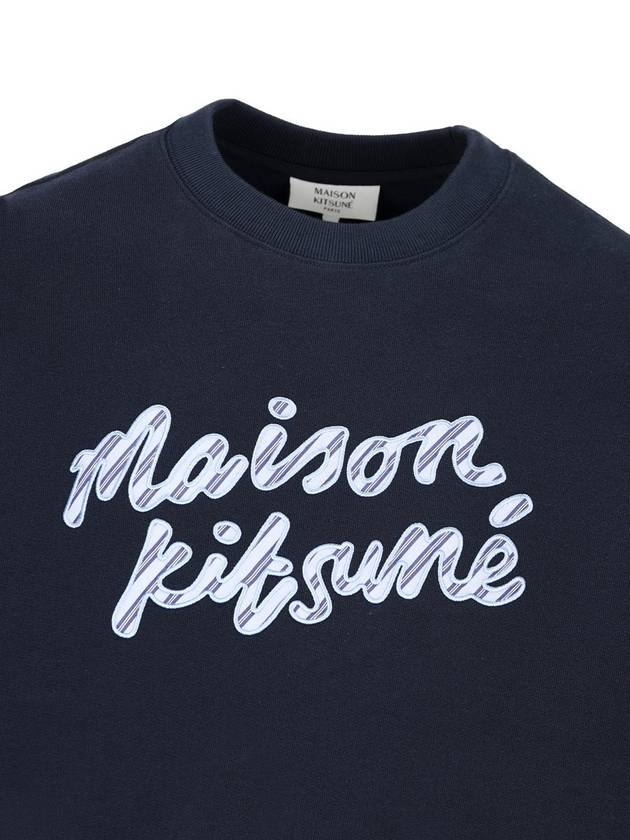 Handwriting Striped Comfort Sweatshirt Navy - MAISON KITSUNE - BALAAN 4