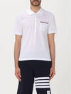 Men's Three Stripes Pocket Mercerized Short Sleeve Polo Shirt White - THOM BROWNE - BALAAN 3