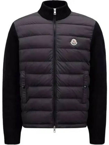 9B00020 M1115 999 Patch Logo Padded Cotton Cardigan Jacket Black Men s TJ 271031 - MONCLER - BALAAN 1