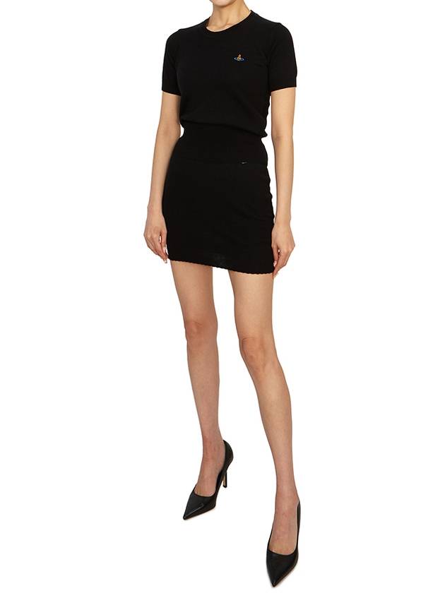 Bea Logo Knit Mini H-Line Skirt Black - VIVIENNE WESTWOOD - BALAAN 5