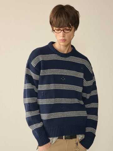 Punching Stripe Sweater Navy - KINETO - BALAAN 1