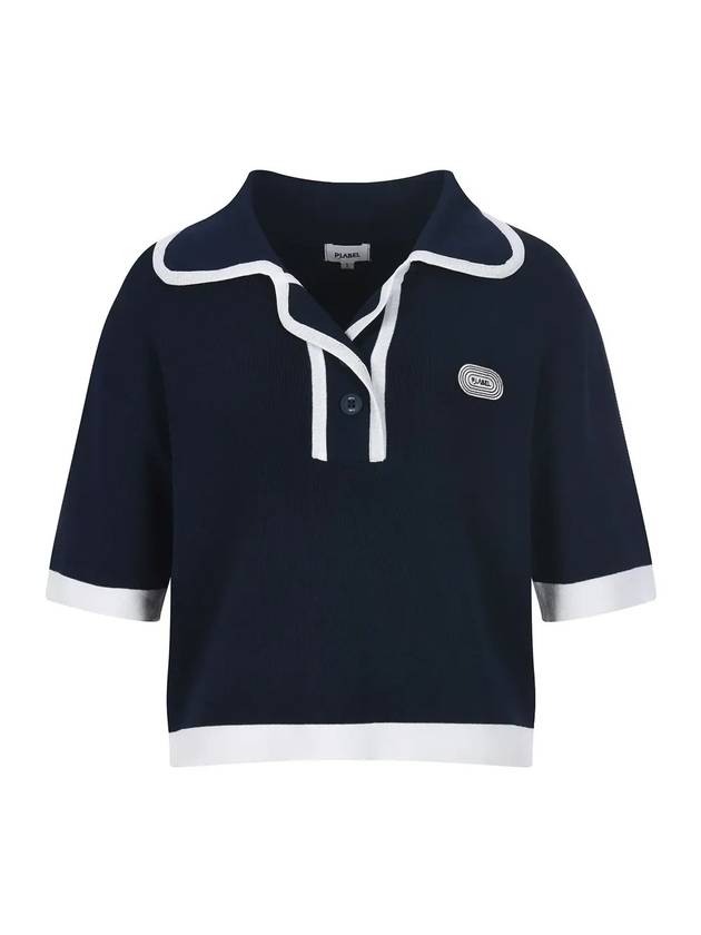 Collar neck color combination short sleeve T-shirt MK3SP090NVY - P_LABEL - BALAAN 9