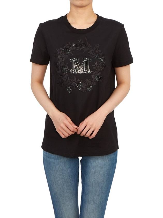 Elmo M Monogram Cotton Short Sleeve T-shirt Black - MAX MARA - BALAAN 7