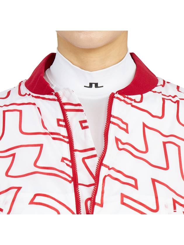 Women's Audrey Monogram Print Golf Crop Bomber Jacket Red - J.LINDEBERG - BALAAN 9