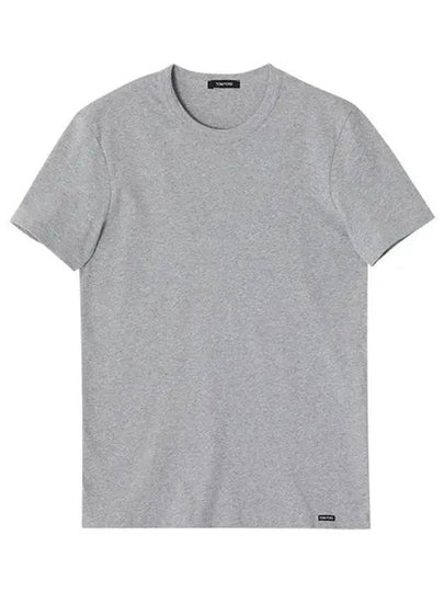 Cotton Crew Neck Short Sleeve T-Shirt Grey - TOM FORD - BALAAN 2