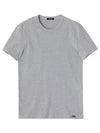 Cotton Crew Neck Short Sleeve T-Shirt Grey - TOM FORD - BALAAN 3