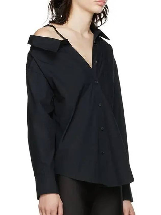 Alexander Wang T Off Shoulder Strap Pocket Patch Asymmetric Cotton Shirt Black - ALEXANDER WANG - BALAAN 2