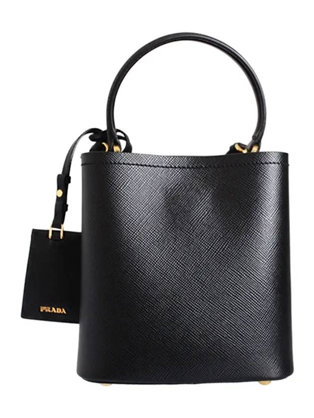 Panier Saffiano Leather Small Tote Bag Black - PRADA - BALAAN 3