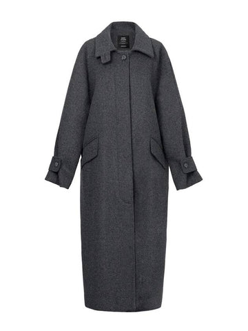 Mars wool hidden button back slit long coat charcoal MARS10CH - RAMUSTUDIO - BALAAN 1