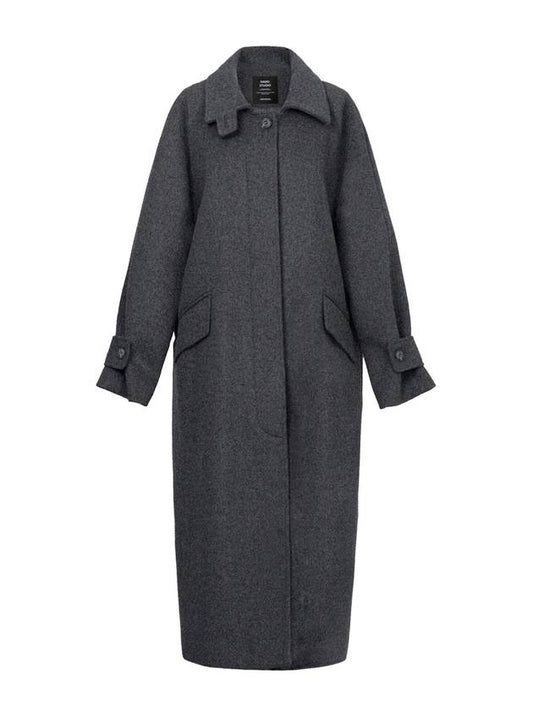 Mars wool hidden button back slit long coat charcoal MARS10CH - RAMUSTUDIO - BALAAN 1