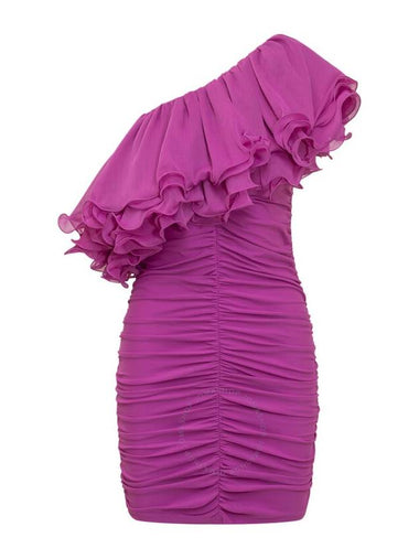 Rotate Ladies Pink Asymmetric Pleated Chiffon Mini Dress Brand Size 34 US Size 0 - ROTATE - BALAAN 1