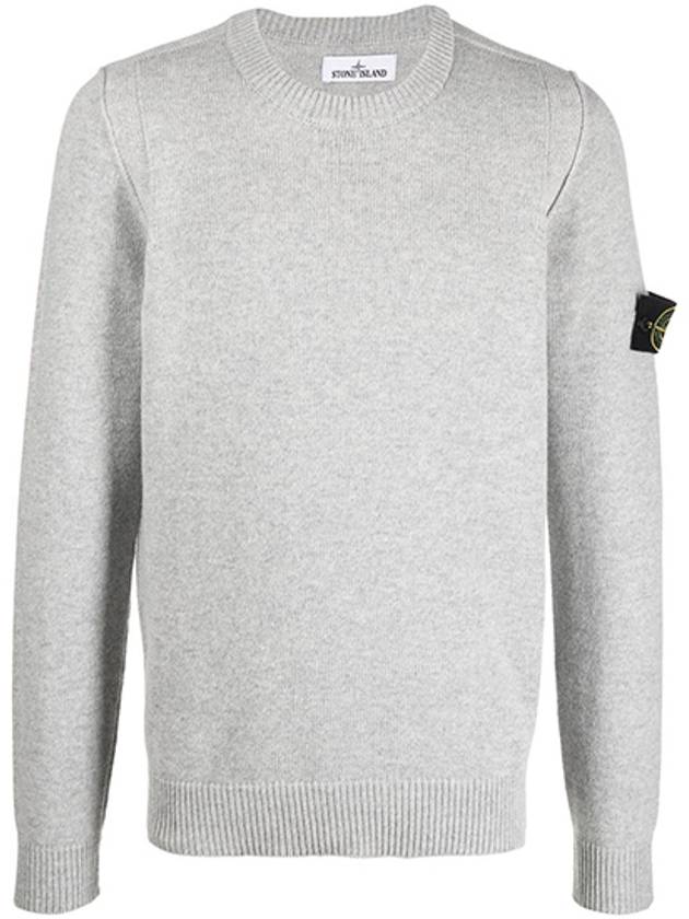 Wappen Patch Crew Neck Wool Knit Top Grey - STONE ISLAND - BALAAN 2