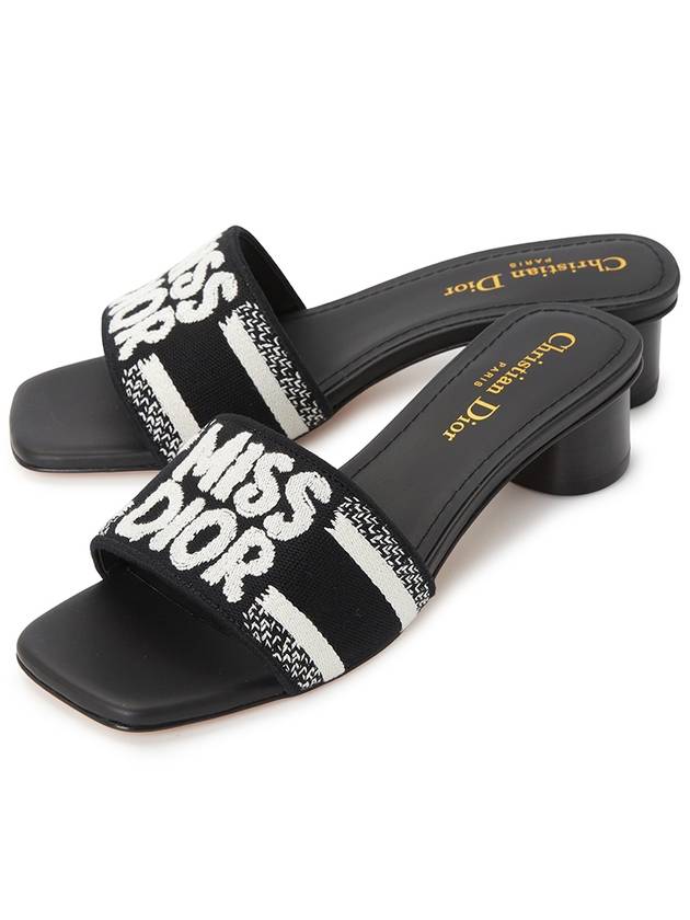 Dway Embroidered Cotton Slide Heels Black - DIOR - BALAAN 2