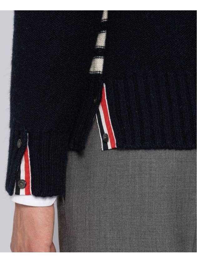 Donegal 4-Bar Striped Crew Neck Wool Knit Top Navy - THOM BROWNE - BALAAN 7