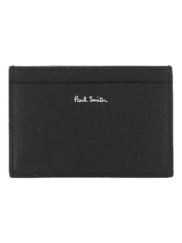 Two-Tone Grain Leather Card Holder Orange Black - PAUL SMITH - BALAAN 1