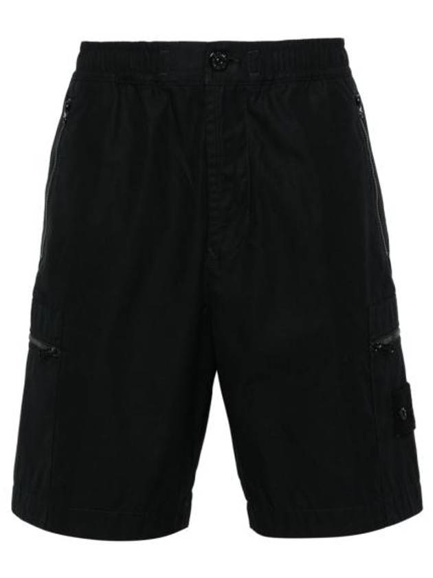 Cargo Bermuda Comfort Fit Cotton Shorts Black - STONE ISLAND - BALAAN 1