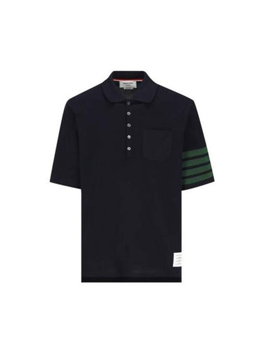 4-Bar Stripe Polo Shirt Navy - THOM BROWNE - BALAAN 1