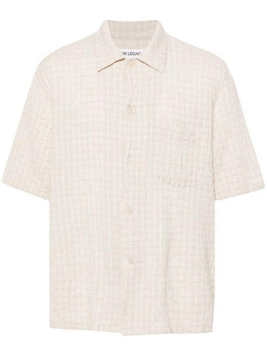 Box Seersucker Texture Short Sleeve Shirt Beige - OUR LEGACY - BALAAN 1