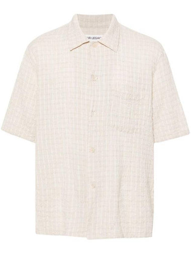 Box Seersucker Texture Short Sleeve Shirt Beige - OUR LEGACY - BALAAN 1