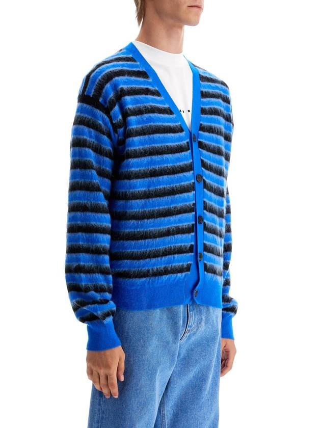 V-Neck Striped Cardigan Blue - MARNI - BALAAN 3