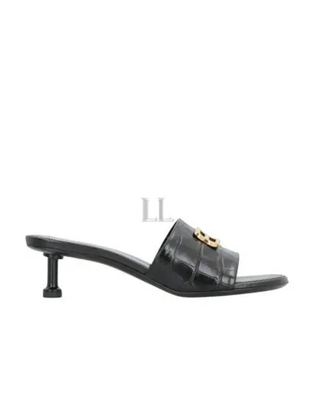 Crocodile Print Leather Groupie Sandal Heels Black - BALENCIAGA - BALAAN 2