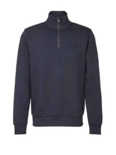 Stand Collar Half Zip-Up Cotton Knit Top Blue - HUGO BOSS - BALAAN 2