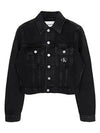 Black monologo 90S crop denim jacket J20J221257 1BY - CALVIN KLEIN - BALAAN 6