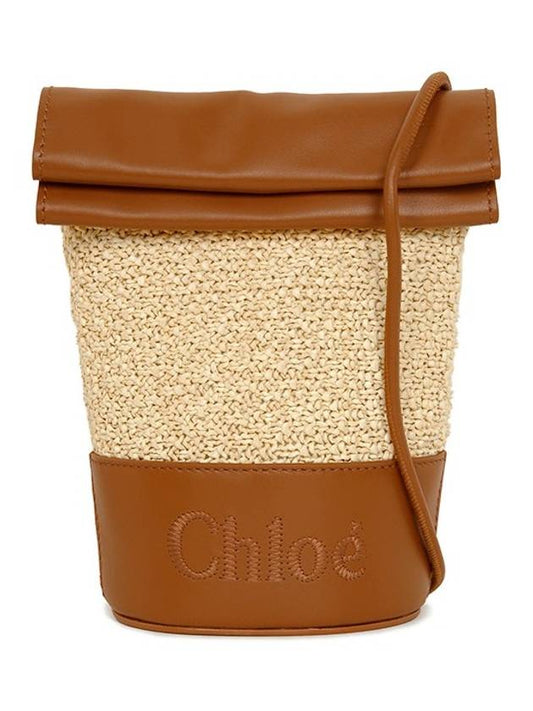 Rafia Leather Phone Shoulder Bag Beige - CHLOE - BALAAN 1