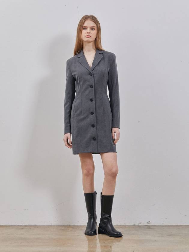 Wool tailored mini dress gray - RYUL+WAI: - BALAAN 3