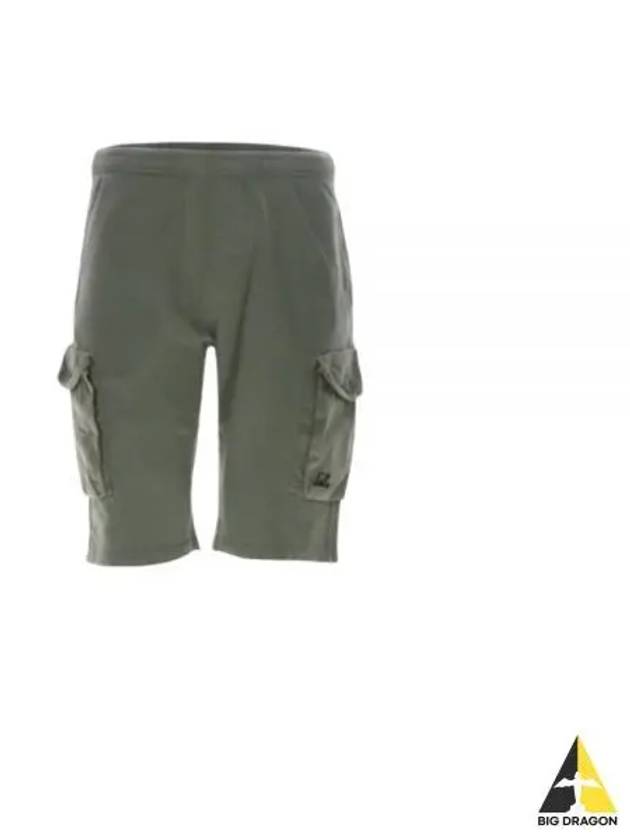 Cotton Fleece Mixed Cargo Shorts Green - CP COMPANY - BALAAN 2