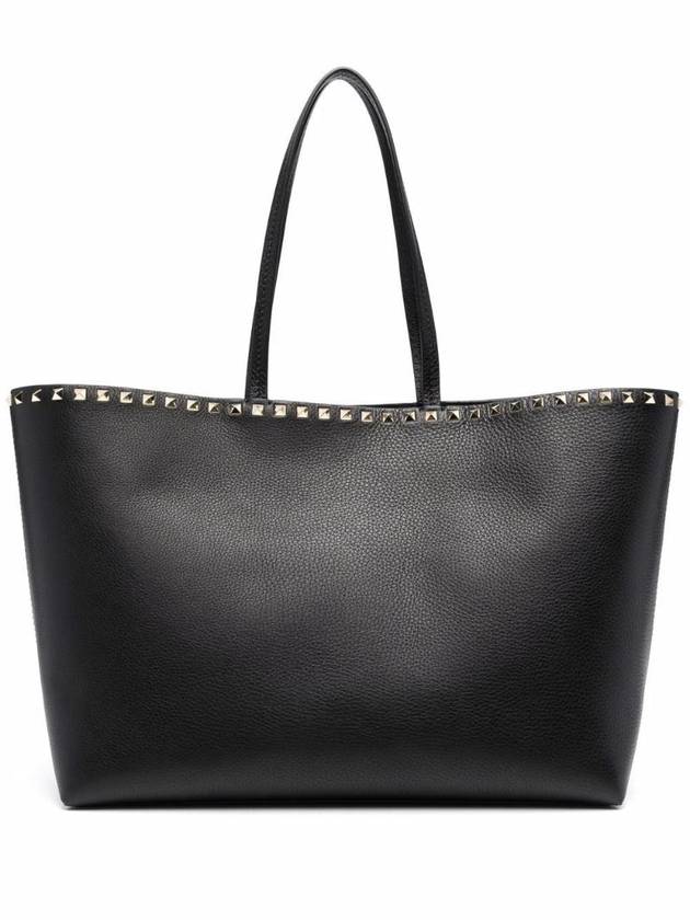 Women's Rockstud Leather Tote Bag Black - VALENTINO - BALAAN 1