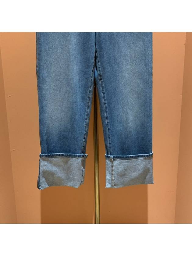 Roll Up Detail Straight Jeans Blue - FABIANA FILIPPI - BALAAN 4