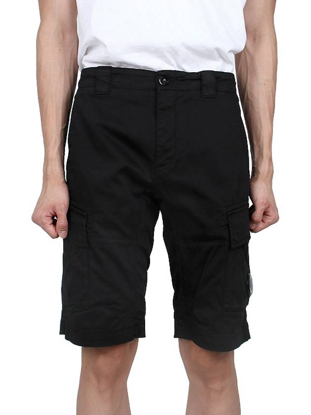 Stretch Satin Cargo Shorts Black - CP COMPANY - BALAAN 3