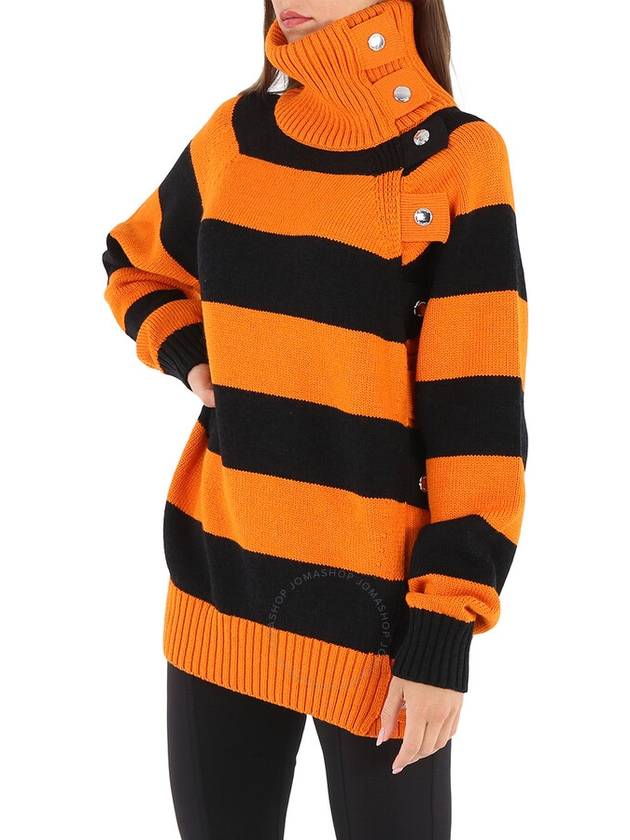 Burberry Ladies Deep Orange Striped Fisherman Turtleneck Jumper, Size Medium - BURBERRY - BALAAN 3