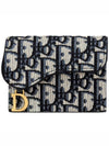 Saddle 5 Gusset Card Holder Blue Oblique Jacquard - DIOR - BALAAN 1