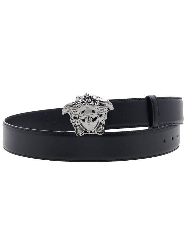 Medusa Buckle Leather Belt Black - VERSACE - BALAAN.