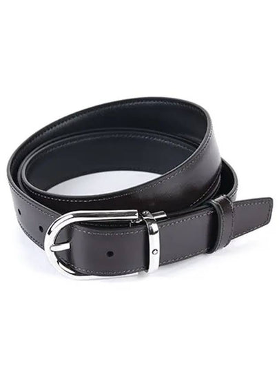 Horseshoe Buckle Reversible Leather Belt Black Brown - MONTBLANC - BALAAN 2