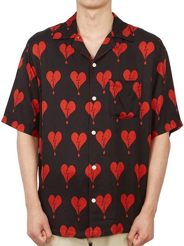 Men's Break Heart Motif Print Short Sleeve Shirt Black - ALLSAINTS - BALAAN 1