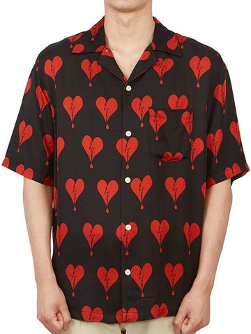 Break Heart Motif Print Short Sleeve Shirt Black - ALLSAINTS - BALAAN 1