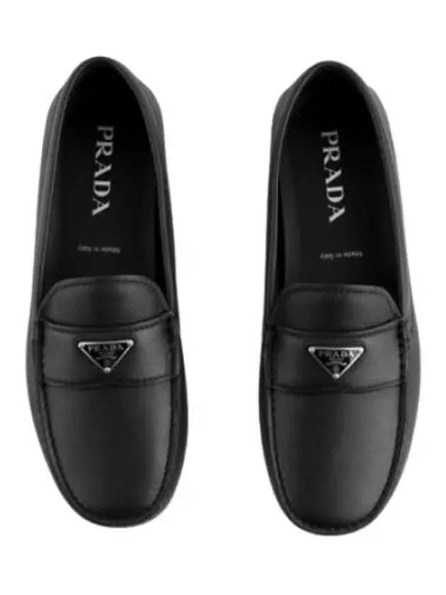 Triangle Logo Leather Driving Shoes Black - PRADA - BALAAN 2