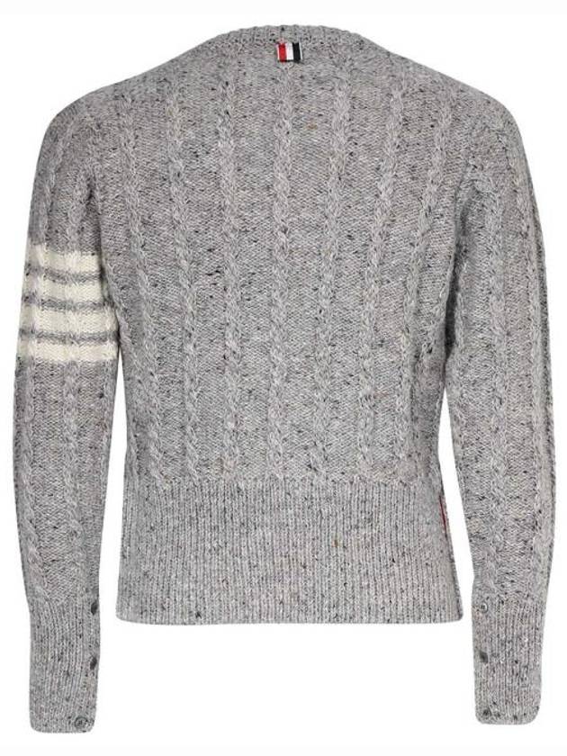 Donegal Twist Cable 4-Bar Classic Crewneck Knit Top Light Grey - THOM BROWNE - BALAAN 4